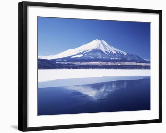 Mt. Fuji reflected in Yamanakako Lake at winter, Yamanashi Prefecture, Japan-null-Framed Photographic Print