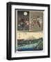 Mt. Fuji Seen over the Lake in Hakone and 2 Other Images, September 1858-Utagawa Hiroshige-Framed Giclee Print