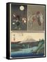 Mt. Fuji Seen over the Lake in Hakone and 2 Other Images, September 1858-Utagawa Hiroshige-Framed Stretched Canvas