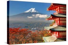 Mt. Fuji Viewed From Behind Chureito Pagoda-SeanPavonePhoto-Stretched Canvas