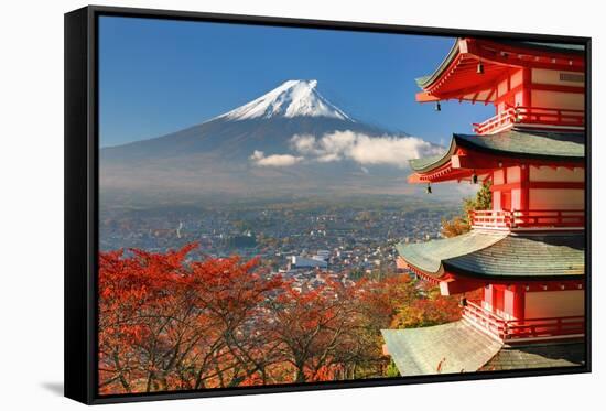 Mt. Fuji Viewed From Behind Chureito Pagoda-SeanPavonePhoto-Framed Stretched Canvas