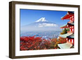 Mt. Fuji with Fall Colors in Japan.-SeanPavonePhoto-Framed Photographic Print