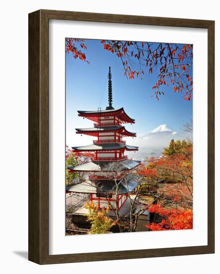 Mt. Fuji with Fall Colors in Japan.-SeanPavonePhoto-Framed Photographic Print