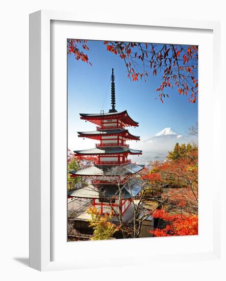 Mt. Fuji with Fall Colors in Japan.-SeanPavonePhoto-Framed Photographic Print