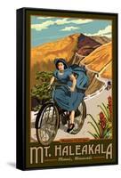 Mt. Haleakala Bicycle Rides, Hawaii-Lantern Press-Framed Stretched Canvas