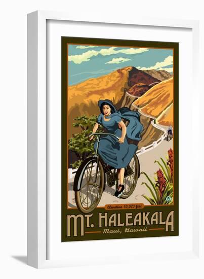 Mt. Haleakala Bicycle Rides, Hawaii-Lantern Press-Framed Art Print