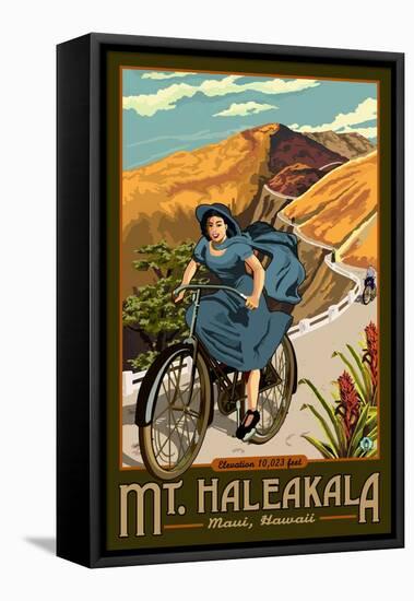 Mt. Haleakala Bicycle Rides, Hawaii-Lantern Press-Framed Stretched Canvas