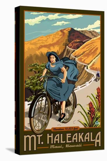 Mt. Haleakala Bicycle Rides, Hawaii-Lantern Press-Stretched Canvas