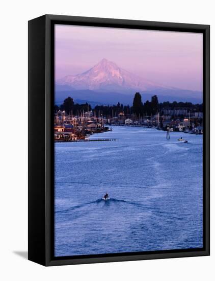 Mt. Hood and Columbia River from Jantzen Beach, Portland, USA-Ryan Fox-Framed Stretched Canvas