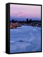 Mt. Hood and Columbia River from Jantzen Beach, Portland, USA-Ryan Fox-Framed Stretched Canvas