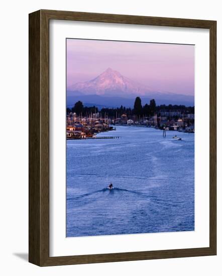 Mt. Hood and Columbia River from Jantzen Beach, Portland, USA-Ryan Fox-Framed Photographic Print