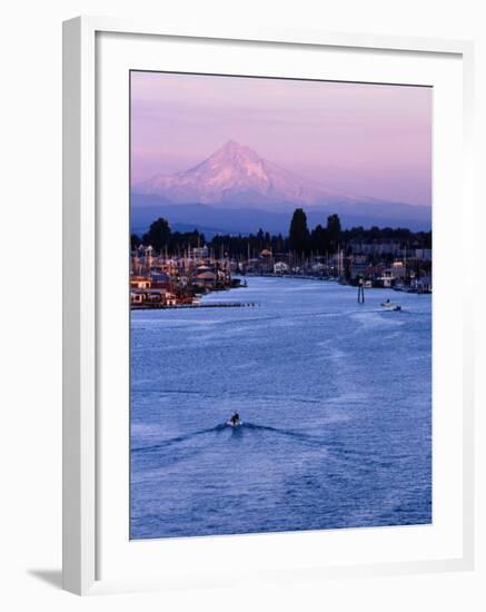 Mt. Hood and Columbia River from Jantzen Beach, Portland, USA-Ryan Fox-Framed Photographic Print