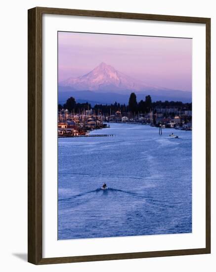 Mt. Hood and Columbia River from Jantzen Beach, Portland, USA-Ryan Fox-Framed Photographic Print