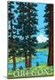 Mt. Hood and River - Oregon Scene-null-Mounted Poster