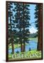 Mt. Hood and River - Oregon Scene-Lantern Press-Framed Art Print