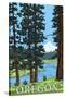 Mt. Hood and River - Oregon Scene-Lantern Press-Stretched Canvas