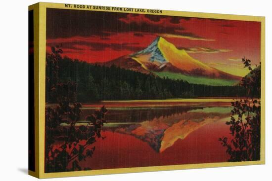 Mt. Hood at Sunrise from Lost Lake, Oregon - Mt. Hood, OR-Lantern Press-Stretched Canvas