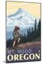 Mt. Hood Hiker Scene Poster-Lantern Press-Mounted Art Print