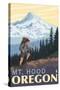 Mt. Hood Hiker Scene Poster-Lantern Press-Stretched Canvas