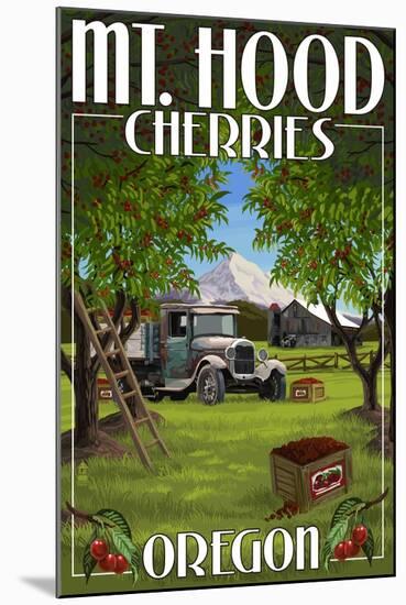 Mt. Hood, Oregon Cherries-Lantern Press-Mounted Art Print