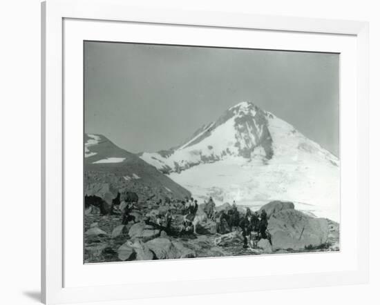 Mt. Hood, Oregon - Hikers with Horses Photograph-Lantern Press-Framed Art Print