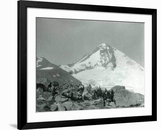 Mt. Hood, Oregon - Hikers with Horses Photograph-Lantern Press-Framed Art Print