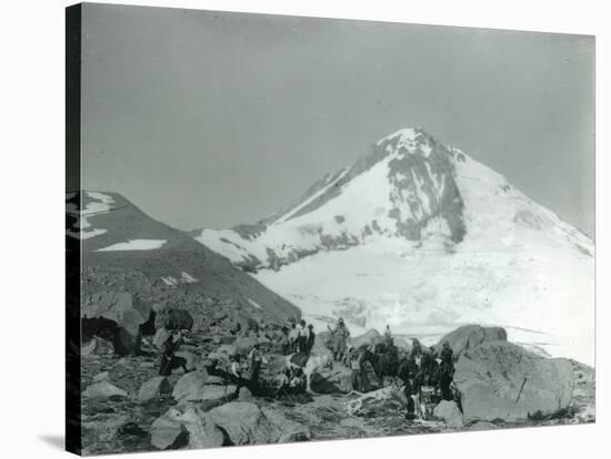 Mt. Hood, Oregon - Hikers with Horses Photograph-Lantern Press-Stretched Canvas