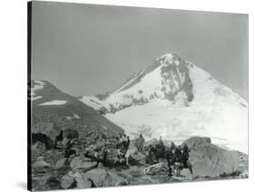 Mt. Hood, Oregon - Hikers with Horses Photograph-Lantern Press-Stretched Canvas