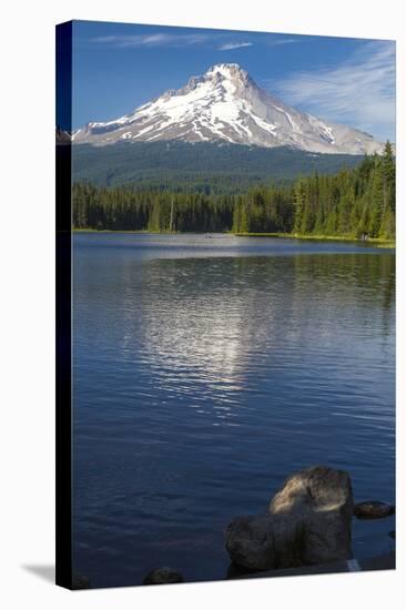 Mt. Hood, Oregon. Reflected and Shining over Trillium Lake-Michael Qualls-Stretched Canvas