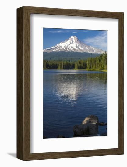 Mt. Hood, Oregon. Reflected and Shining over Trillium Lake-Michael Qualls-Framed Photographic Print