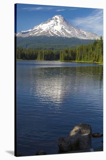 Mt. Hood, Oregon. Reflected and Shining over Trillium Lake-Michael Qualls-Stretched Canvas