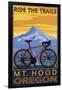 Mt. Hood, Oregon - Ride the Trials-Lantern Press-Framed Art Print