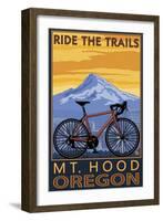 Mt. Hood, Oregon - Ride the Trials-Lantern Press-Framed Art Print