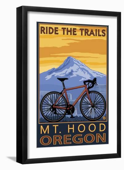 Mt. Hood, Oregon - Ride the Trials-Lantern Press-Framed Art Print