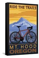 Mt. Hood, Oregon - Ride the Trials-Lantern Press-Framed Stretched Canvas
