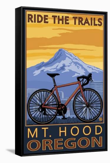 Mt. Hood, Oregon - Ride the Trials-Lantern Press-Framed Stretched Canvas