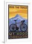 Mt. Hood, Oregon - Ride the Trials-Lantern Press-Framed Art Print