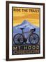 Mt. Hood, Oregon - Ride the Trials-Lantern Press-Framed Art Print