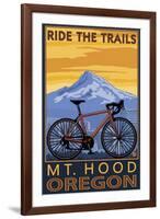 Mt. Hood, Oregon - Ride the Trials-Lantern Press-Framed Art Print