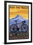 Mt. Hood, Oregon - Ride the Trials-Lantern Press-Framed Art Print