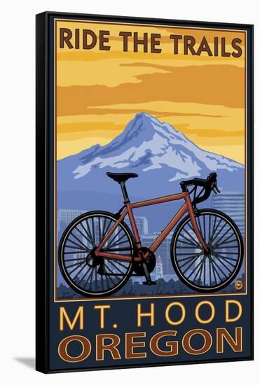 Mt. Hood, Oregon - Ride the Trials-Lantern Press-Framed Stretched Canvas