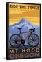 Mt. Hood, Oregon - Ride the Trials-Lantern Press-Framed Stretched Canvas