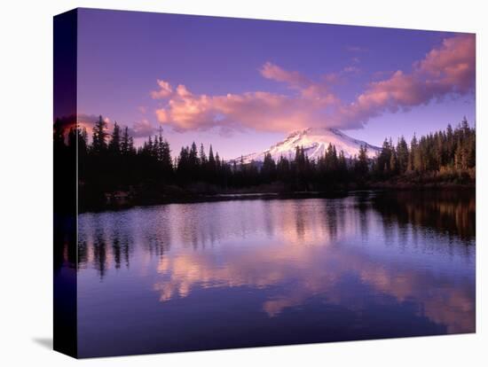 Mt. Hood Reflected in Mirror Lake, Oregon Cascades, USA-Janis Miglavs-Stretched Canvas