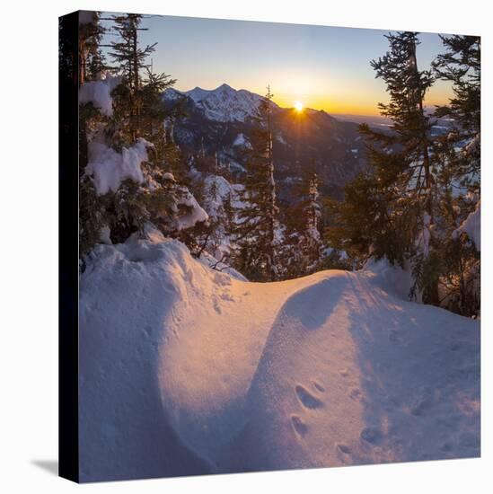 Mt. Jochberg near lake Walchensee, Mt. Herzogstand during winter in the Bavarian Alps. Germany-Martin Zwick-Stretched Canvas