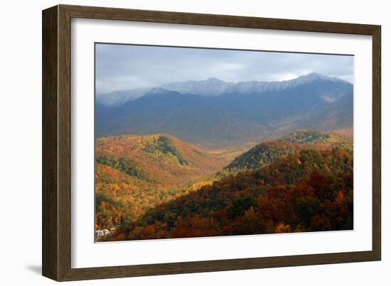 Mt LeConte above fall foliage, Smoky Mountains, Tennessee, USA-Anna Miller-Framed Photographic Print