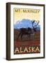 Mt. McKinley, Alaska - Caribou-Lantern Press-Framed Art Print