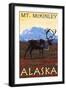 Mt. McKinley, Alaska - Caribou-Lantern Press-Framed Art Print