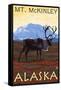 Mt. McKinley, Alaska - Caribou-Lantern Press-Framed Stretched Canvas