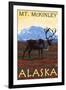 Mt. McKinley, Alaska - Caribou-Lantern Press-Framed Art Print