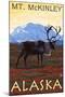 Mt. McKinley, Alaska - Caribou-Lantern Press-Mounted Art Print